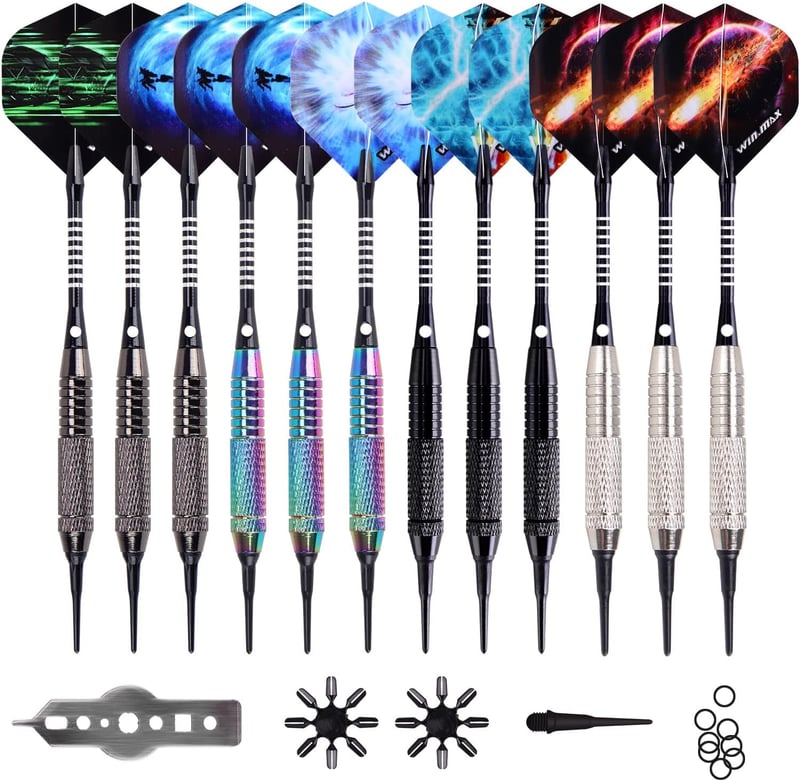 Profi Softdarts Set mit 12 Kunststoffspitzen - 18g für elektronische Dartscheibe