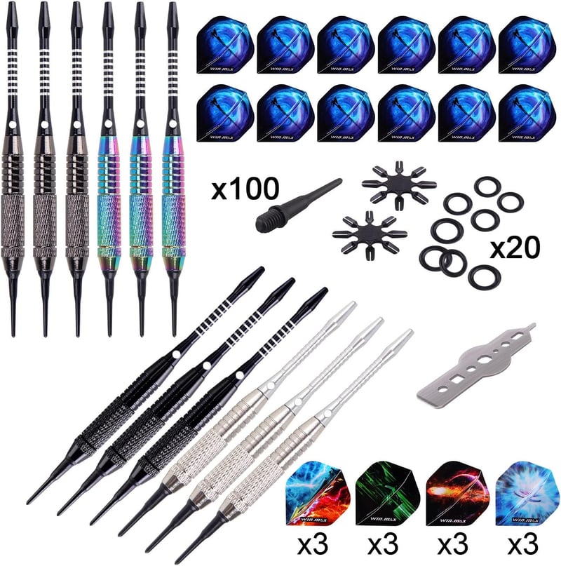 Profi Softdarts Set mit 12 Kunststoffspitzen - 18g für elektronische Dartscheibe