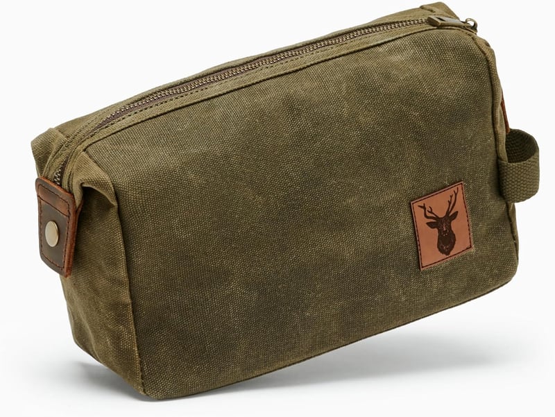 Reise-Kulturbeutel für Herren aus gewachster Baumwolle - Wasserabweisend, Geschenk für Jäger