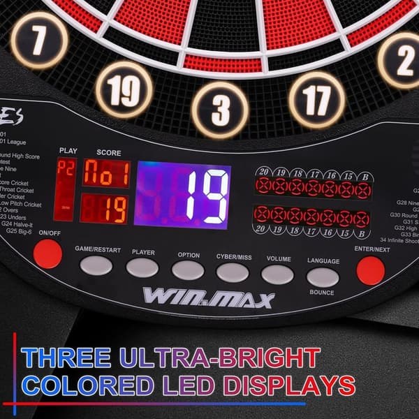 Elektronische Dartscheibe Set für 1-8 Spieler, 34 Spiele, 12 Darts