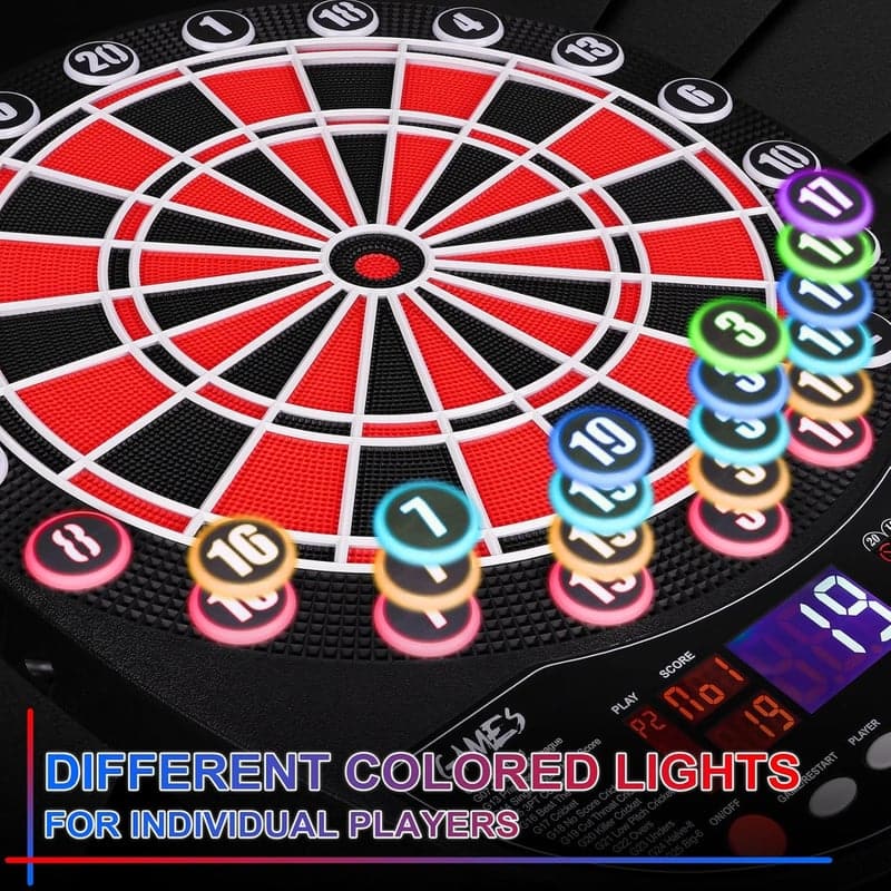 Elektronische Dartscheibe Set für 1-8 Spieler, 34 Spiele, 12 Darts