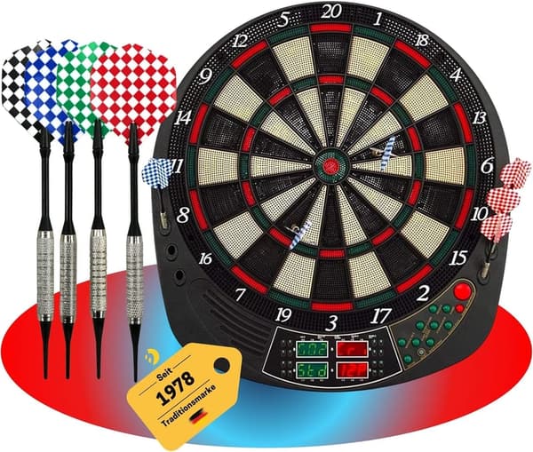 Elektronische Dartscheibe Coventry – 27 Spiele, 16 Spieler, LED-Anzeigen, inkl. 12 Dartpfeile