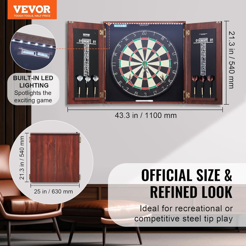 Vevor Dartboard-Set mit verstecktem Schrank und LED-Beleuchtung