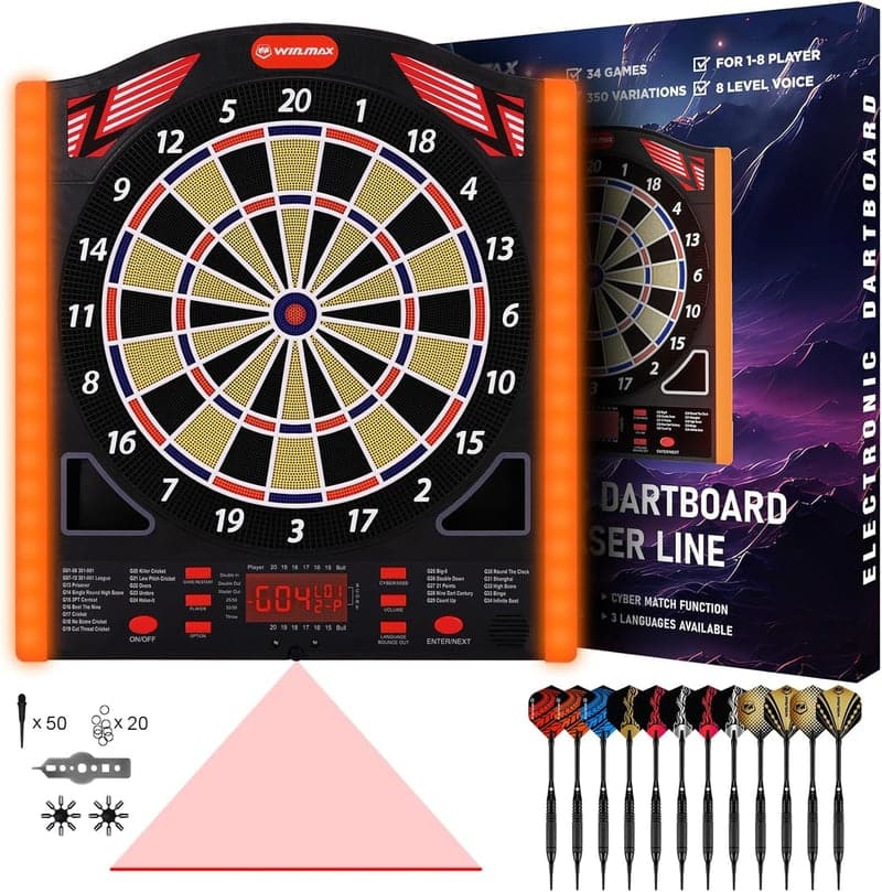 Profi Elektronische Dartscheibe Set mit Laser-Markierung für 1-8 Spieler