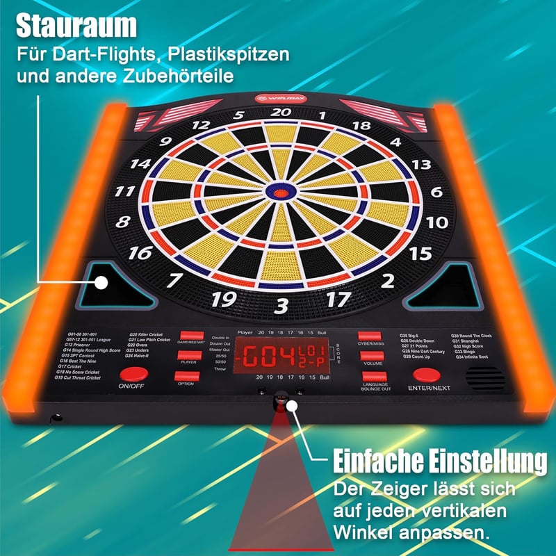 Profi Elektronische Dartscheibe Set mit Laser-Markierung für 1-8 Spieler