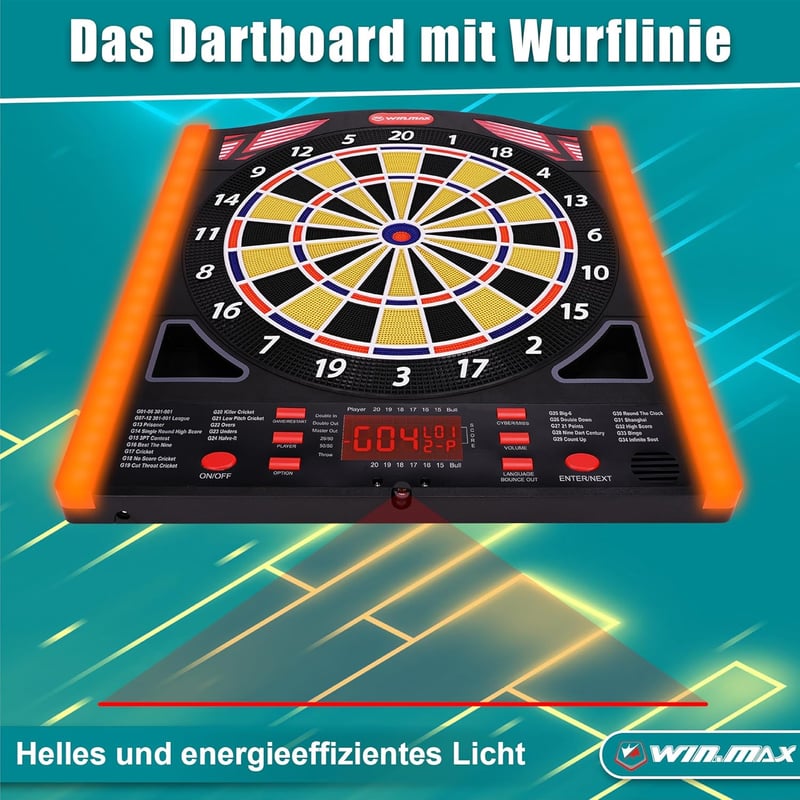 Profi Elektronische Dartscheibe Set mit Laser-Markierung für 1-8 Spieler