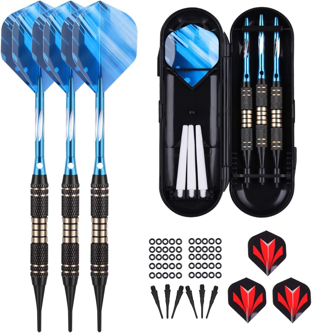 Profi Softdarts 18/20g mit Kunststoffspitze, 3er Set für elektronische Dartscheiben