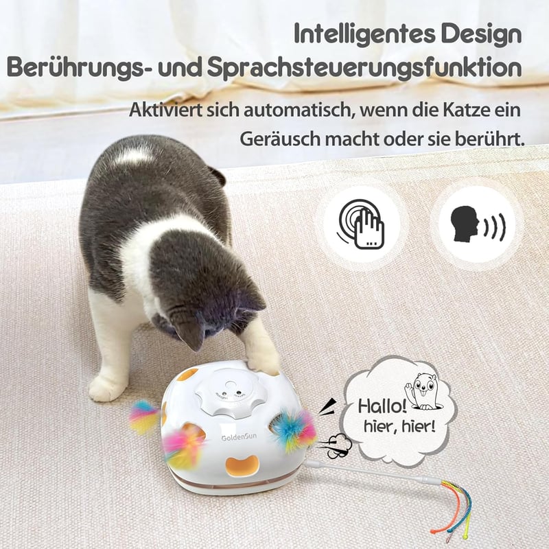 Interaktives 4-in-1 Katzenspielzeug für Kätzchen – Wiederaufladbar und elektronisch