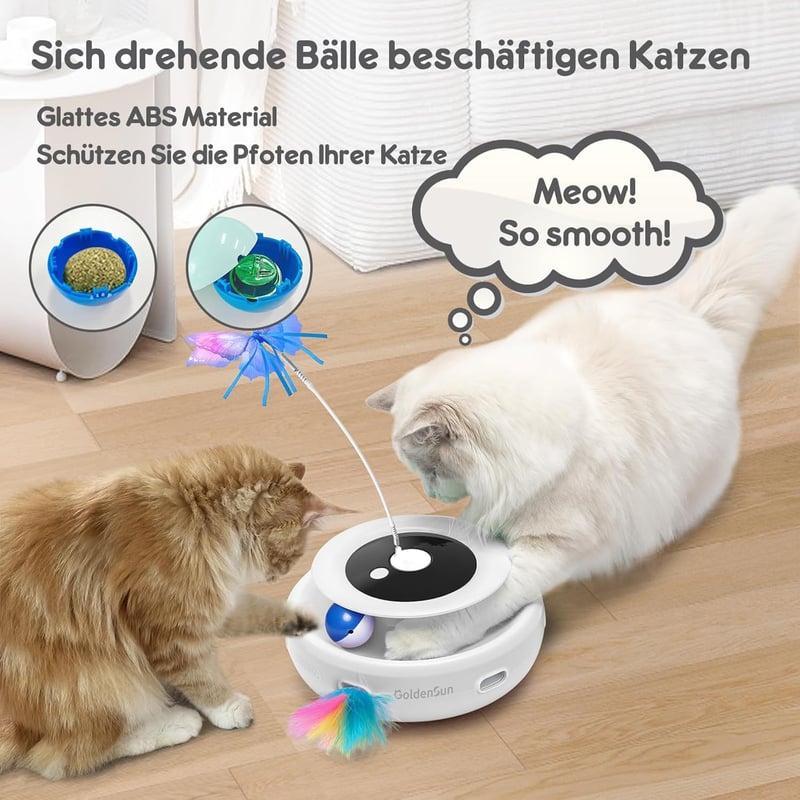 Interaktives Katzenspielzeug 3 in 1 mit USB-Teaser und 6 Aufsätzen