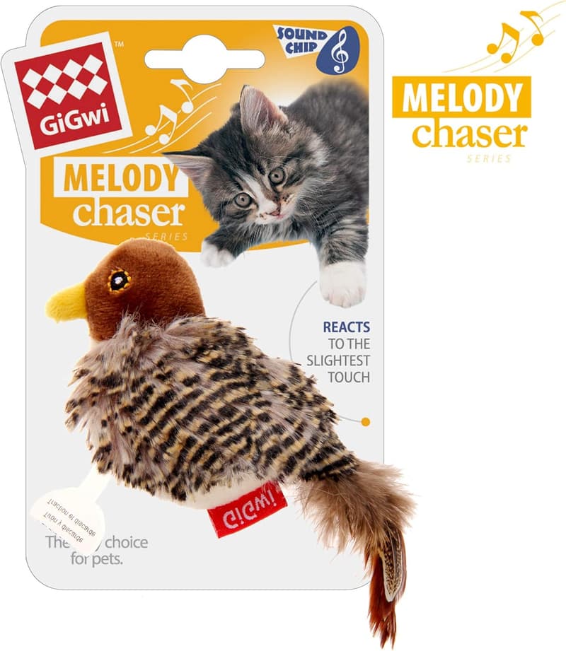 Lebensechtes Spielzeug für Hunde und Katzen mit Geräuschen - Brauner Vogel