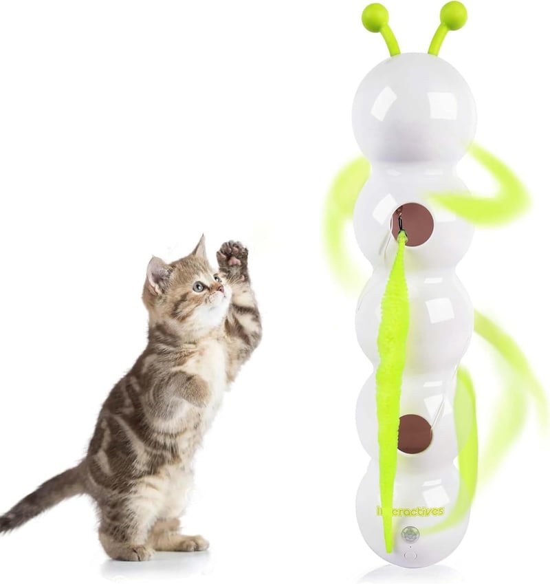 Interaktives Wuselwurm Katzenspielzeug mit Saugnapf für Katzen