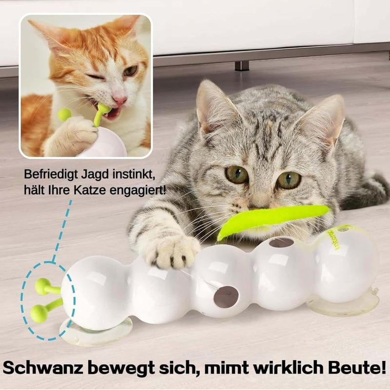 Interaktives Wuselwurm Katzenspielzeug mit Saugnapf für Katzen