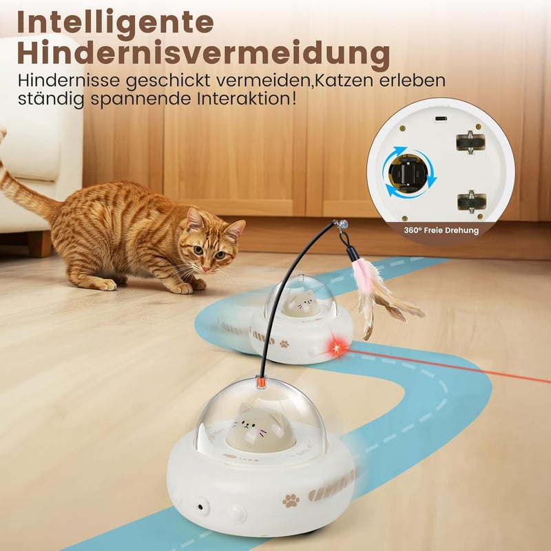 Interaktives Katzenspielzeug mit 360° Drehung und Ersatzfedern