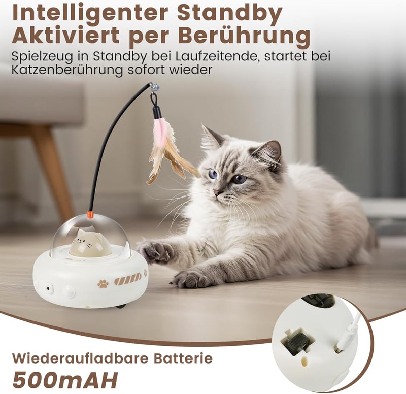 Interaktives Katzenspielzeug mit 360° Drehung und Ersatzfedern