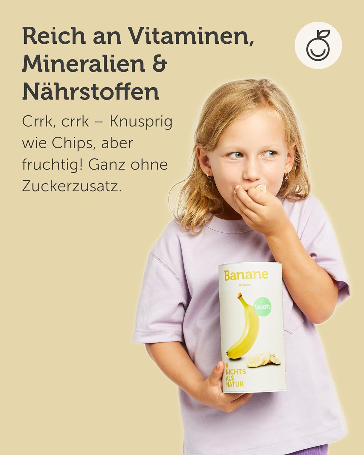 Bio Gefriergetrocknete Bananenchips als Snack – vegan, ohne Zuckerzusatz, 210g