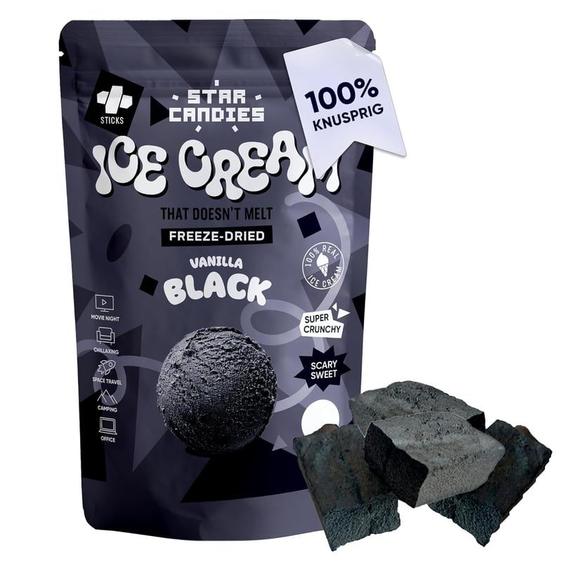 Gefriergetrocknetes schwarzes Vanilleeis für Partys und Camping (50 g)