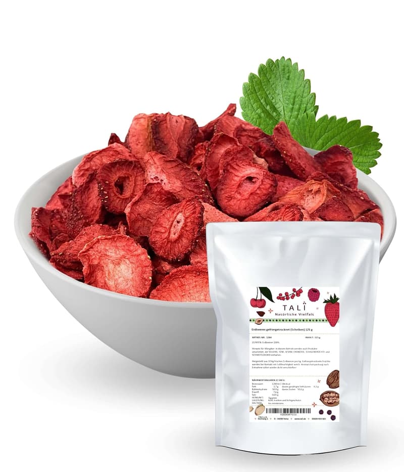Gefriergetrocknete Erdbeeren, scheibenweise - ohne Zusätze, 125 g