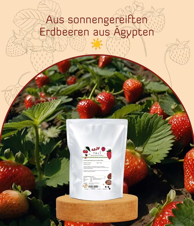 Gefriergetrocknete Erdbeeren, scheibenweise - ohne Zusätze, 125 g
