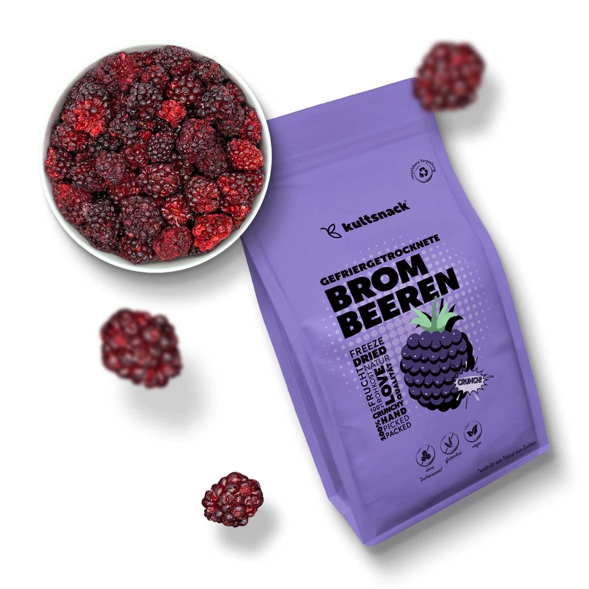Gefriergetrocknete Brombeeren – 120 g – Natürlicher Snack für Müslis