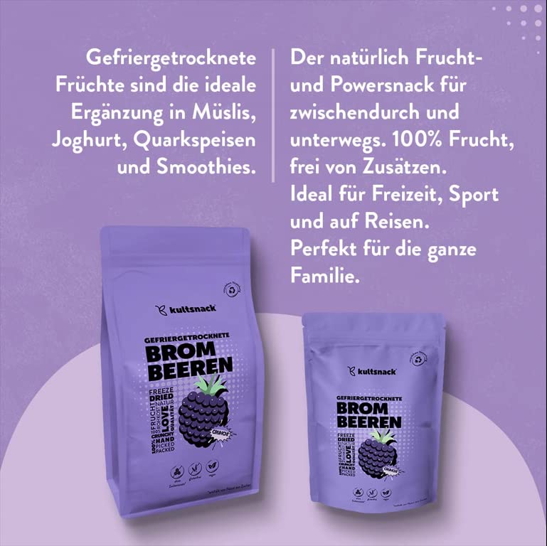 Gefriergetrocknete Brombeeren – 120 g – Natürlicher Snack für Müslis