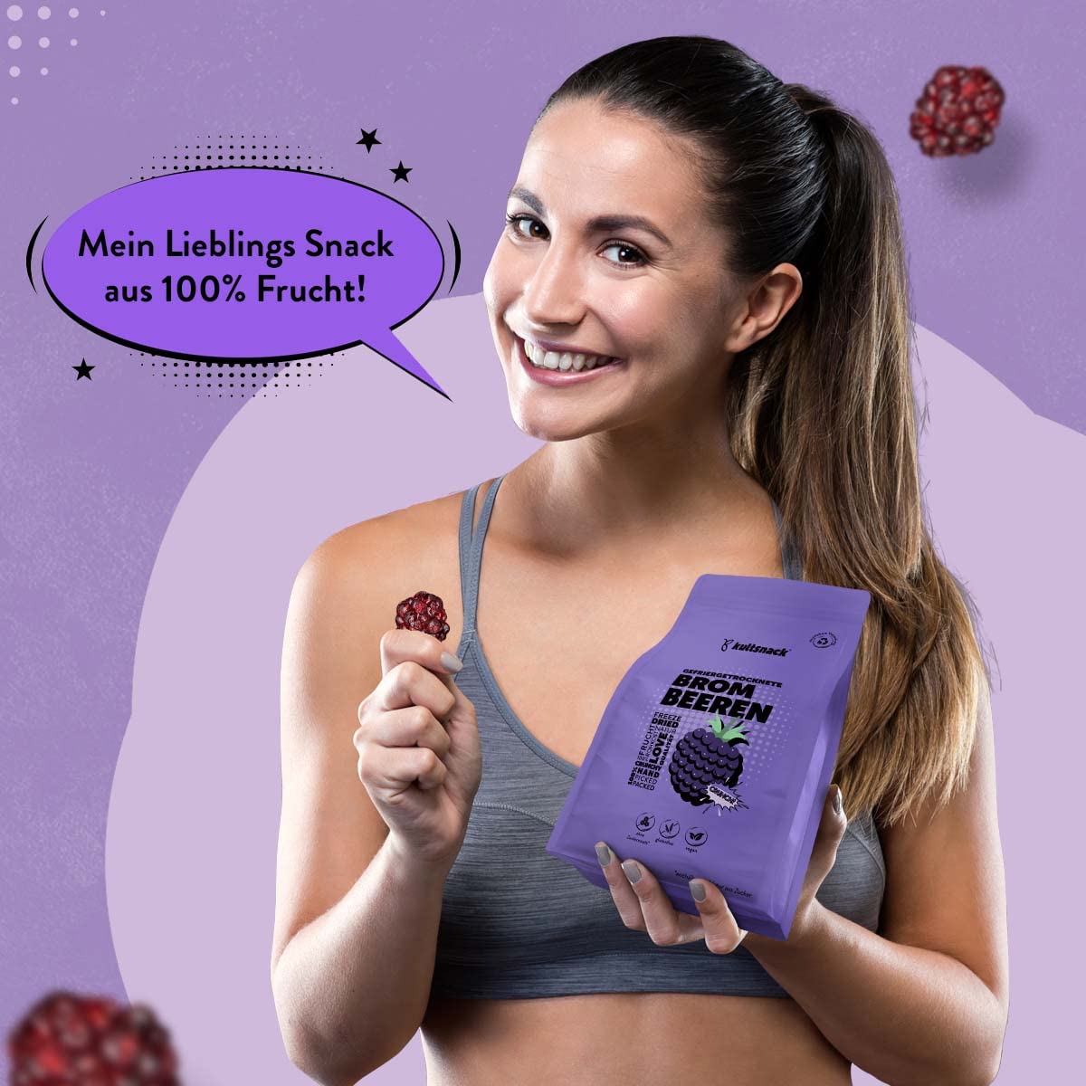 Gefriergetrocknete Brombeeren – 120 g – Natürlicher Snack für Müslis
