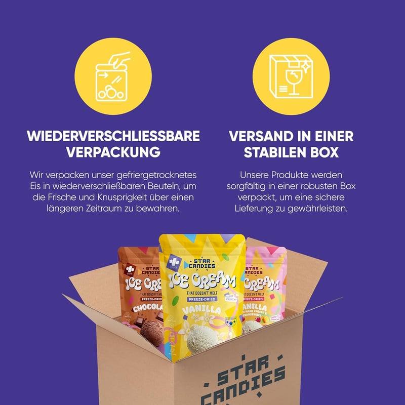 Gefriergetrocknetes Vanilleeis | Weltraum-Snack für Partys und Camping (50 g)