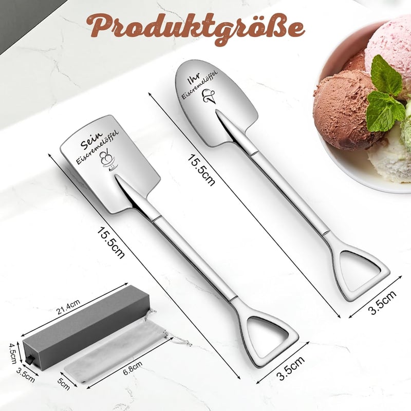 Eislöffel-Set mit Gravur für Paare – Hochzeitsgeschenk