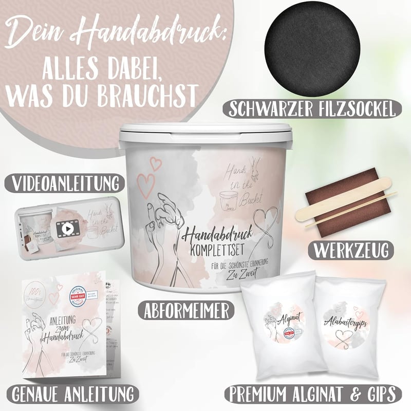 Handabdruck Set für Paare - Jahrestagsgeschenk Made in Germany