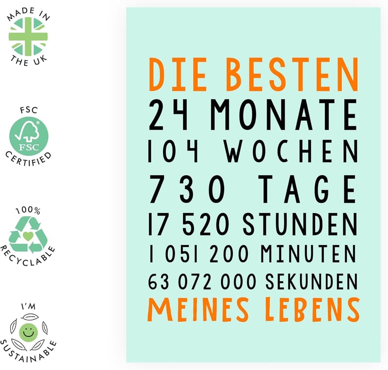 Karte zum 2. Jahrestag für Paare – 'Die besten 24 Monate'