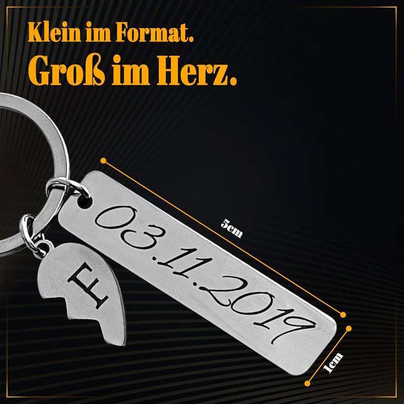 Personalisierter Edelstahl Schlüsselanhänger für Paare 2er Set mit Gravur