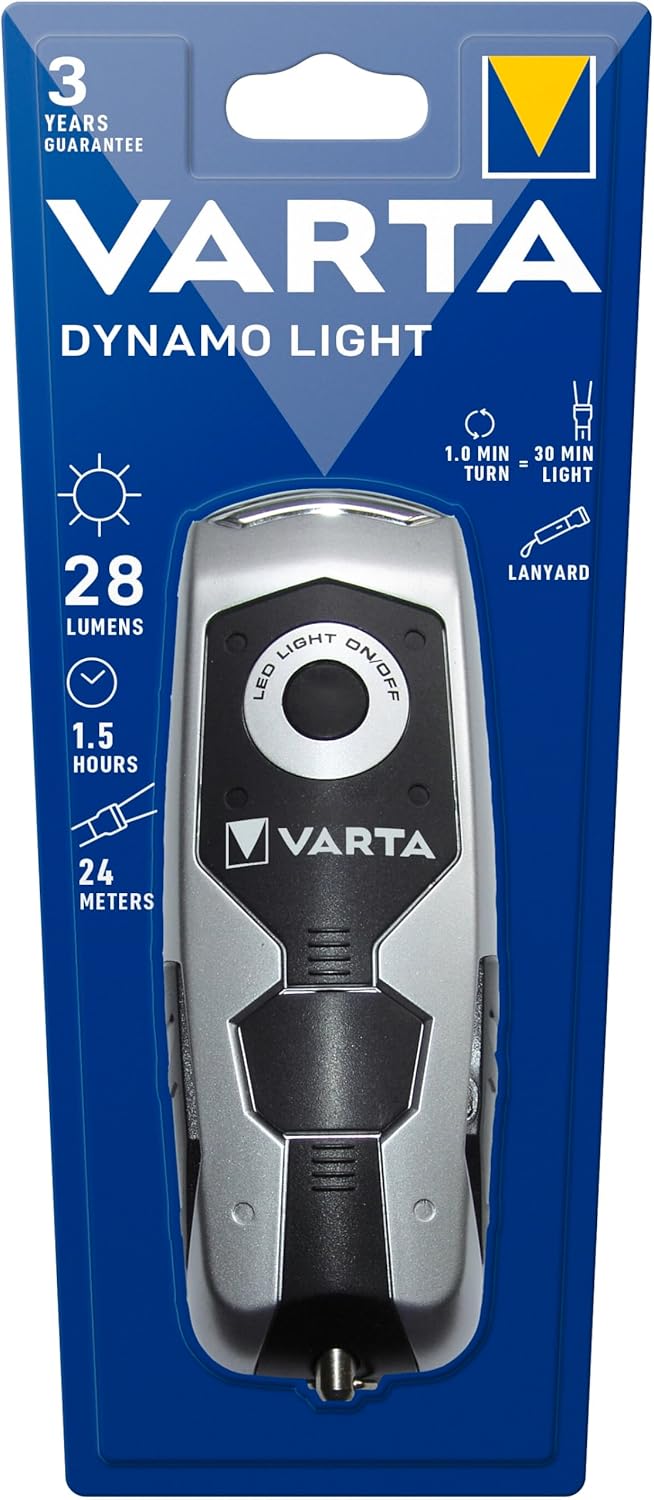 Varta LED Dynamo Taschenlampe mit Handkurbel – batteriefrei für Notfälle