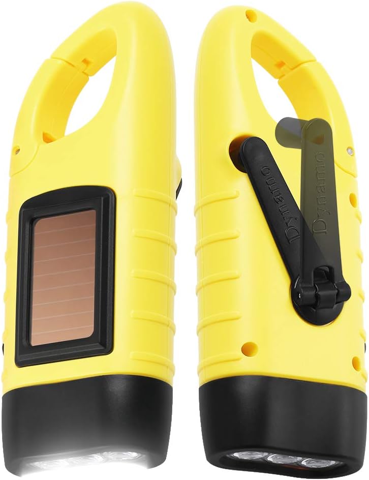 Kurbel-Solar Taschenlampe LED 2er Set für Camping und Wandern