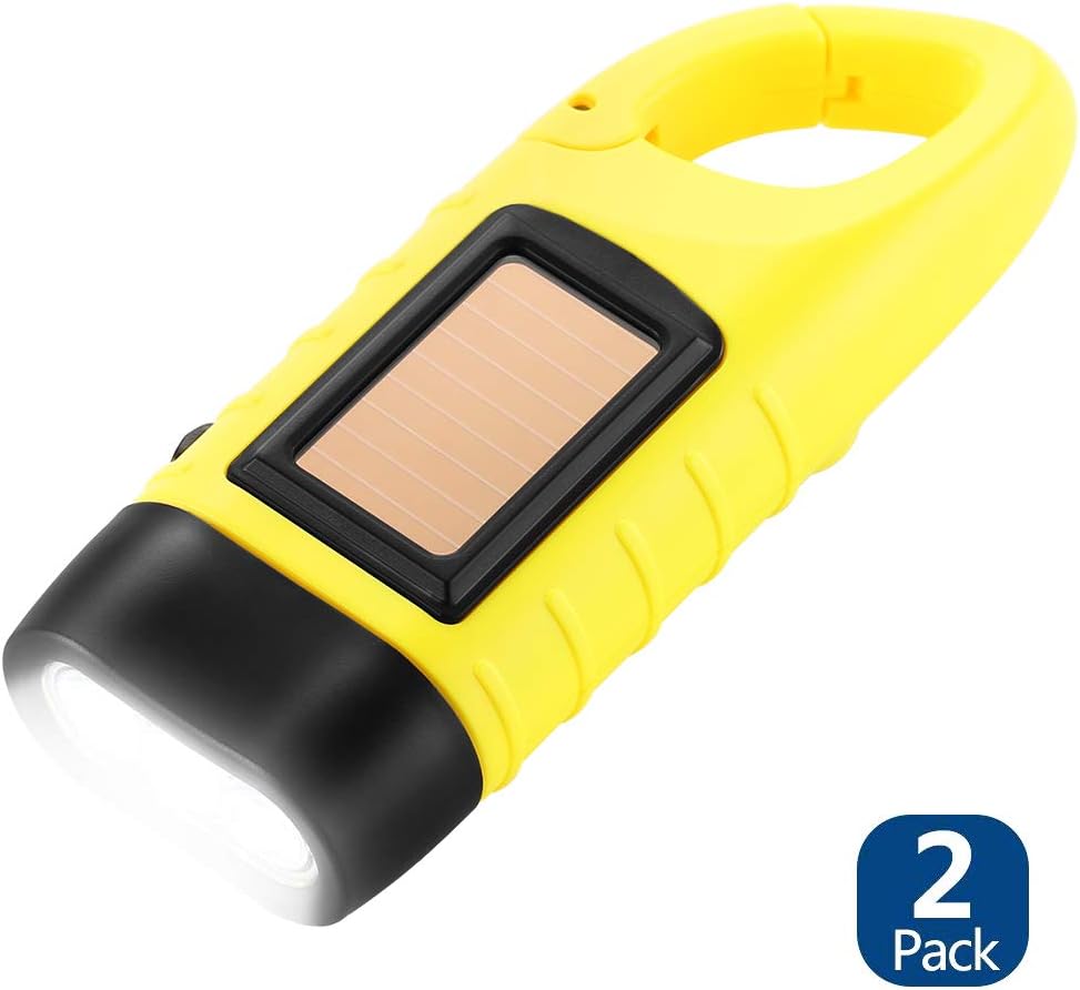 Kurbel-Solar Taschenlampe LED 2er Set für Camping und Wandern