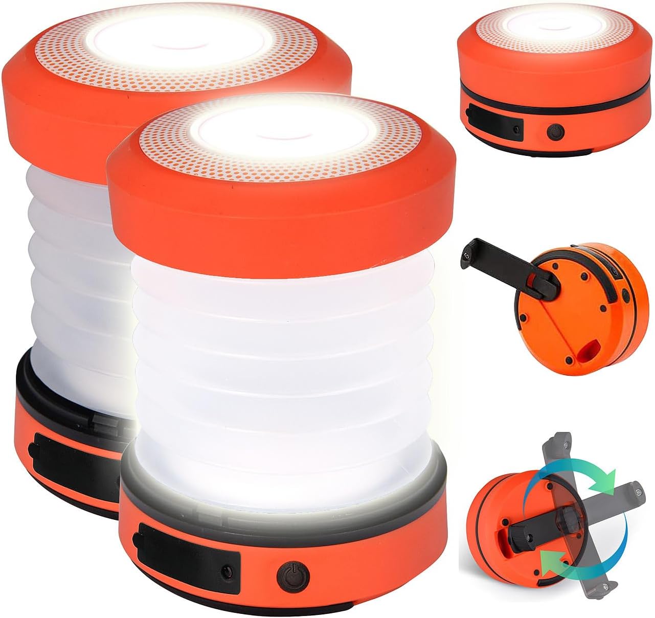 Dynamo Campinglampe im 2er-Set mit Handkurbel und 65 Lumen