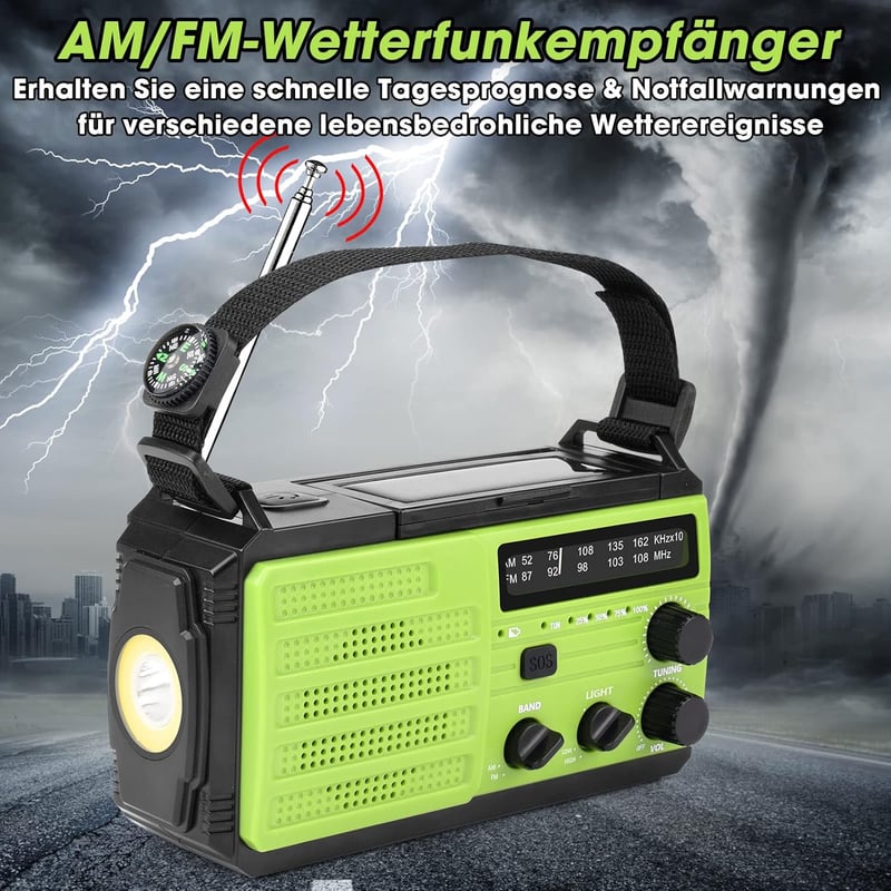 Tragbares Solarradio 8000mAh mit LED & SOS für Camping