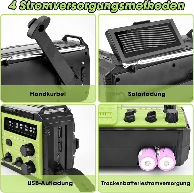 Tragbares Solarradio 8000mAh mit LED & SOS für Camping
