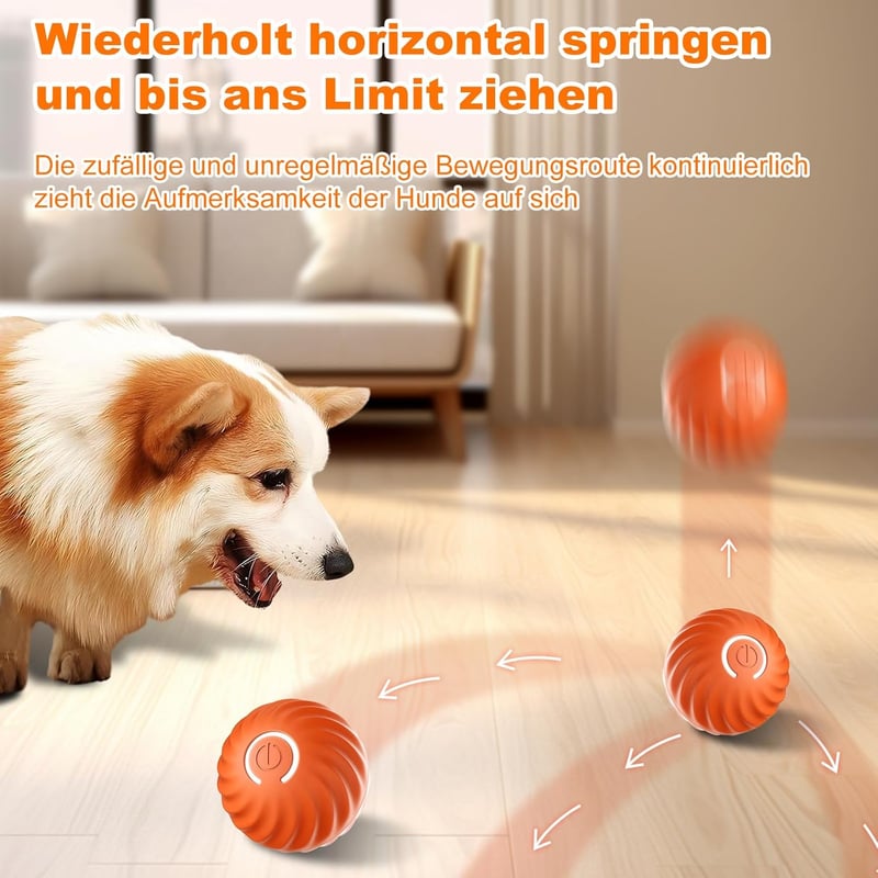 Interaktiver selbstrollender LED-Hundeball mit Type-C-Kabel