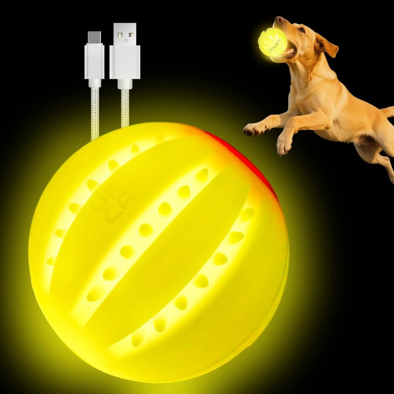Leuchtender LED Hundeball aus Silikon – Wiederaufladbares Spielzeug für Hunde