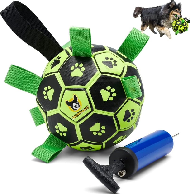 Interaktiver Hundefußball mit Haltegriffen und Pumpe – 15 cm