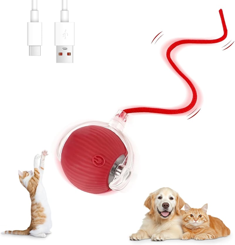 Interaktives 360° Hundeball-Spielzeug für Hunde und Katzen (Rot)