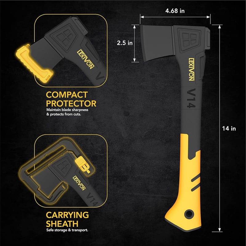 LEXIVON 35 cm Outdoor-Axt für Garten und Camping mit ergonomischem Griff