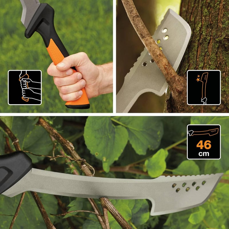 Fiskars Machete-Axt mit 46 cm Klinge und Nylonholster, Schwarz/Orange