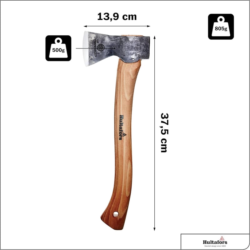 Handgeschmiedetes Hultafors Beil aus schwedischem Stahl mit Hickory-Griff