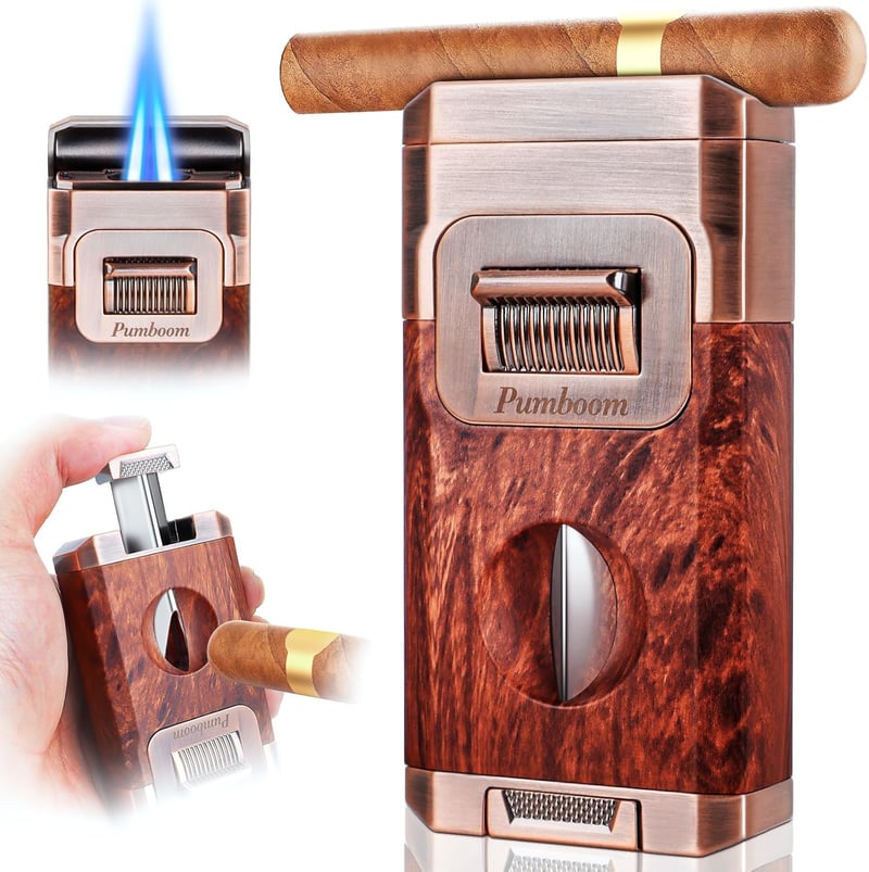 Winddichtes Double Jet Flame Zigarrenfeuerzeug mit Zigarrenschneider für Männer