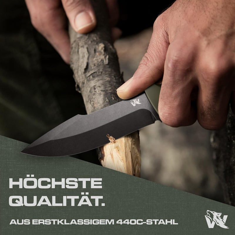 Wolfgangs W1 Jagdmesser aus 440C Stahl mit Scheide - Premium Outdoor Werkzeug