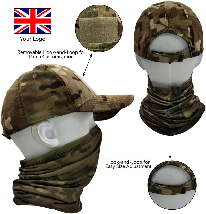 Kühlende Camo-Baseballmütze mit Halsgamasche für Männer – Outdoor-Sport