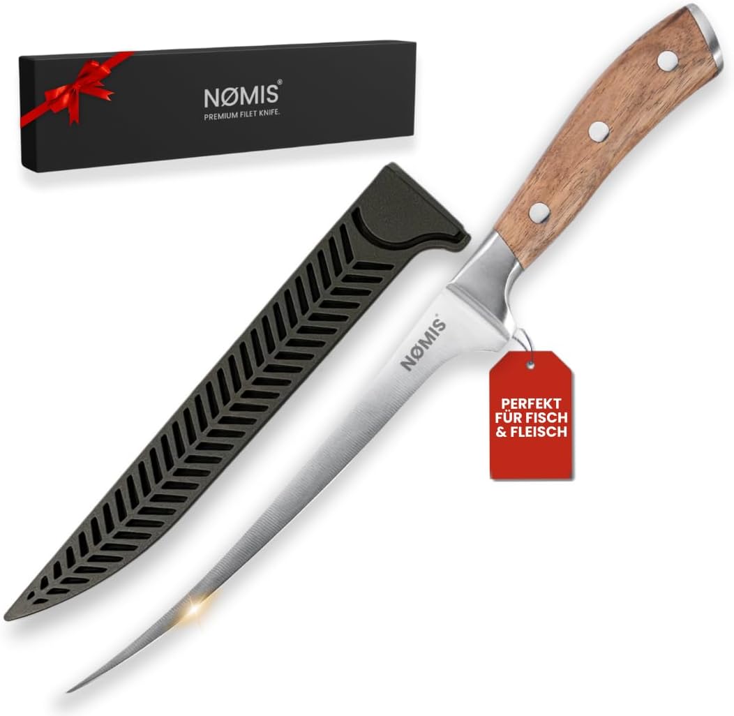 NØMIS Premium Fischfiliermesser 18,5 cm aus deutschem Edelstahl mit Zebraholzgriff