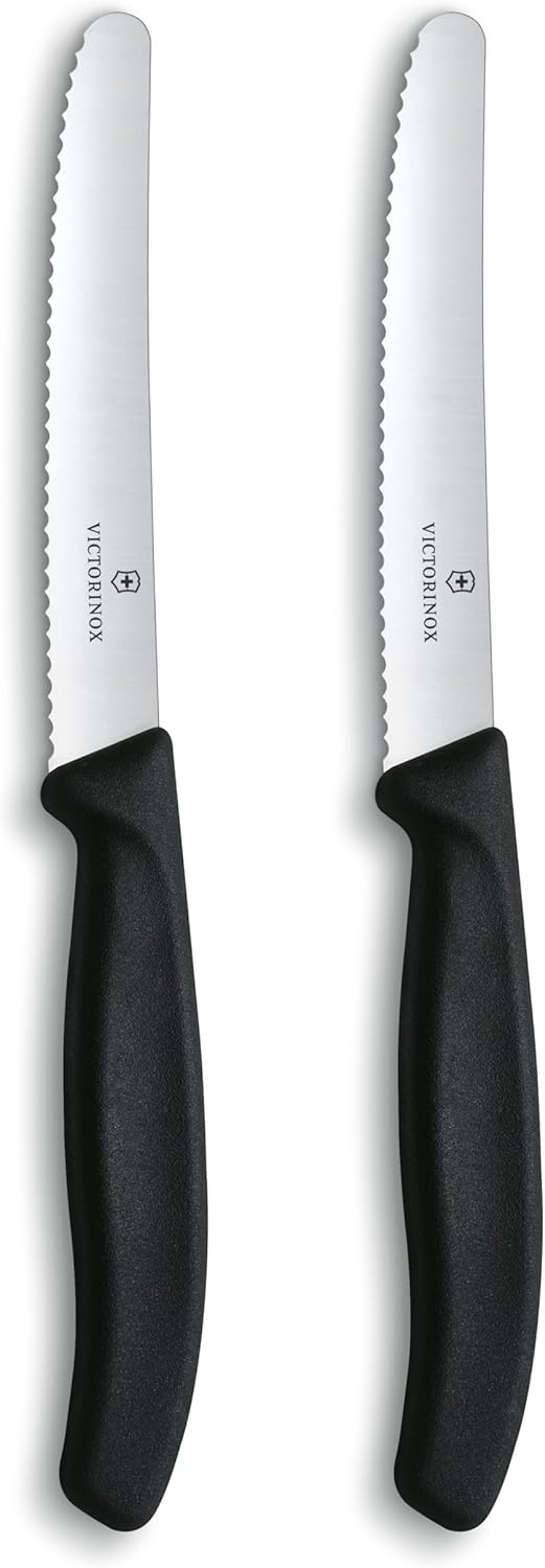 Victorinox Frühstücksmesser Set 2-teilig, Wellenschliff, 11 cm, Schwarz
