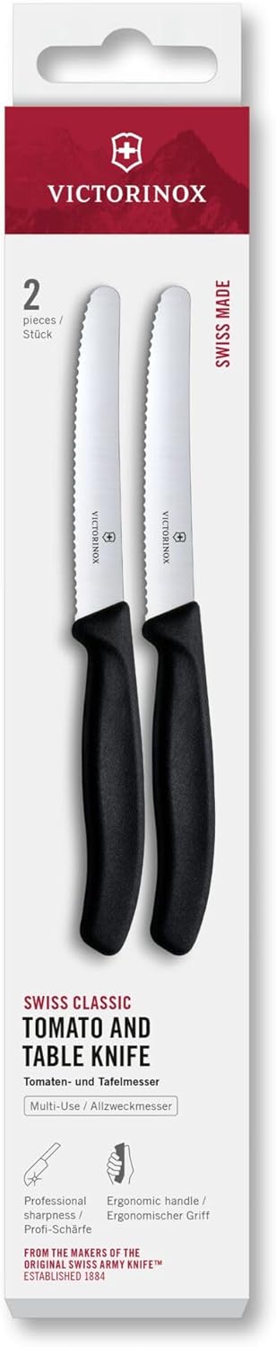Victorinox Frühstücksmesser Set 2-teilig, Wellenschliff, 11 cm, Schwarz