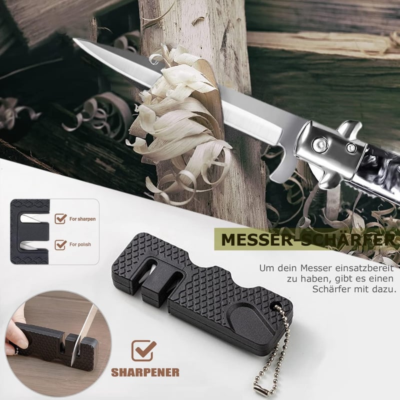 Taschenmesser mit Gürteltasche & Schärfer – Outdoor-Geschenk für Männer